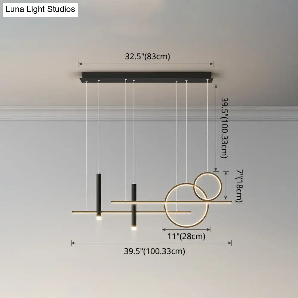 Black Gold Acrylic Six-Light Island Pendant
