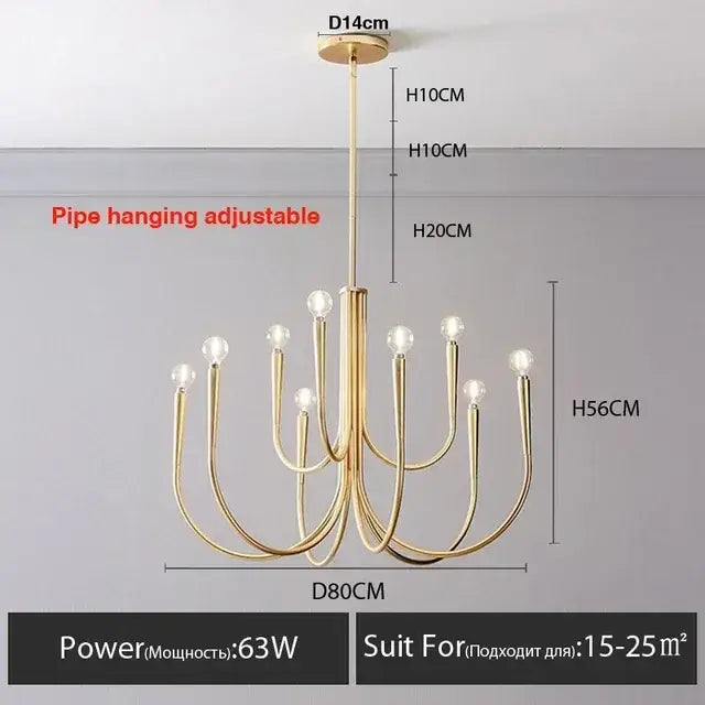 Gold Metal Nordic Chandelier