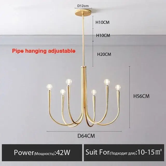 Gold Metal Nordic Chandelier