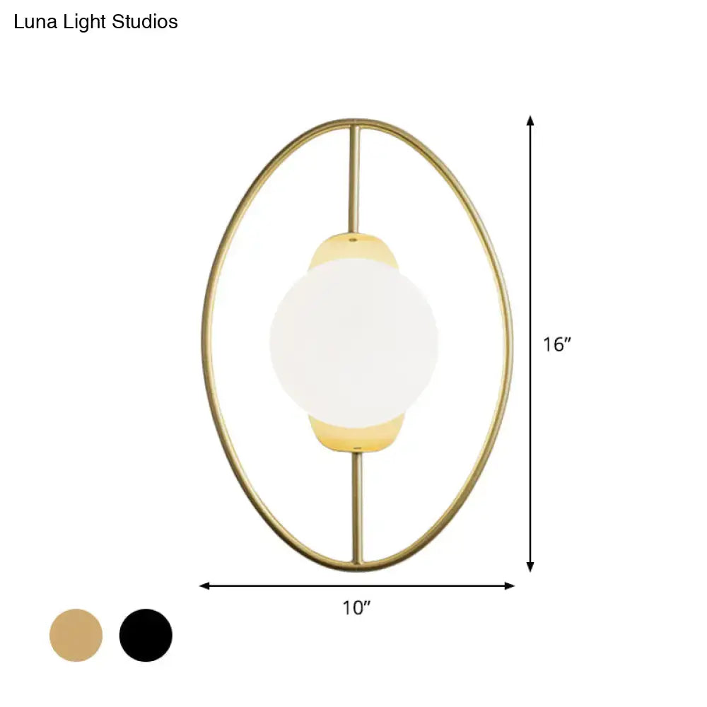 Gold Halo Ring White Orb Wall Lamp