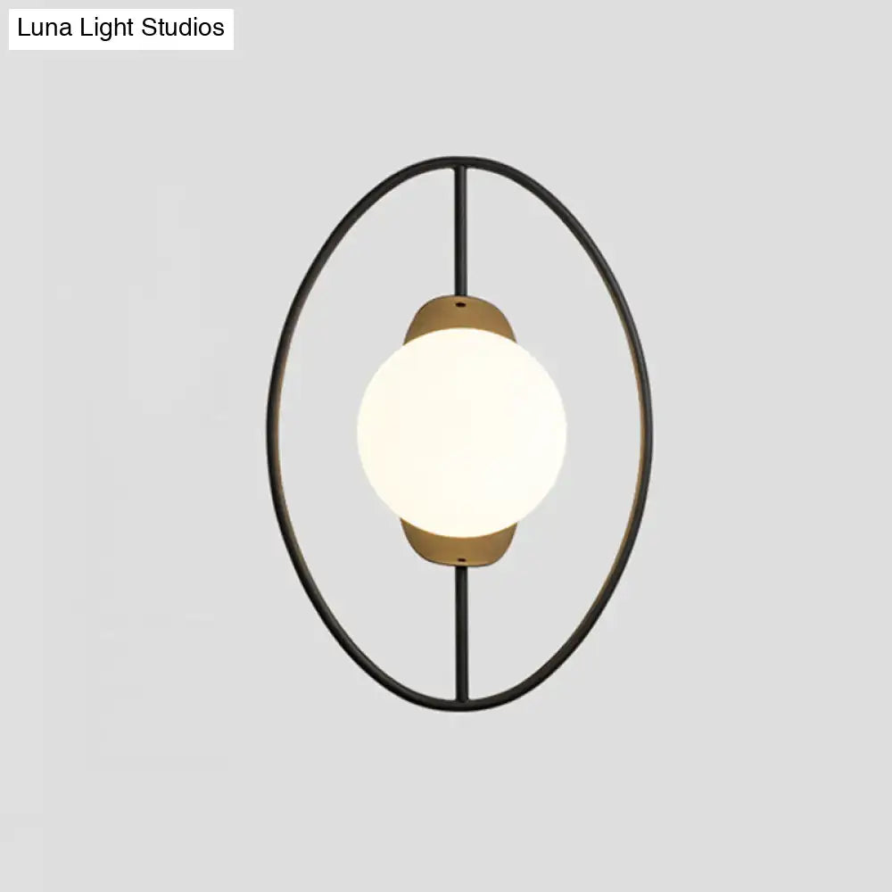 Gold Halo Ring White Orb Wall Lamp