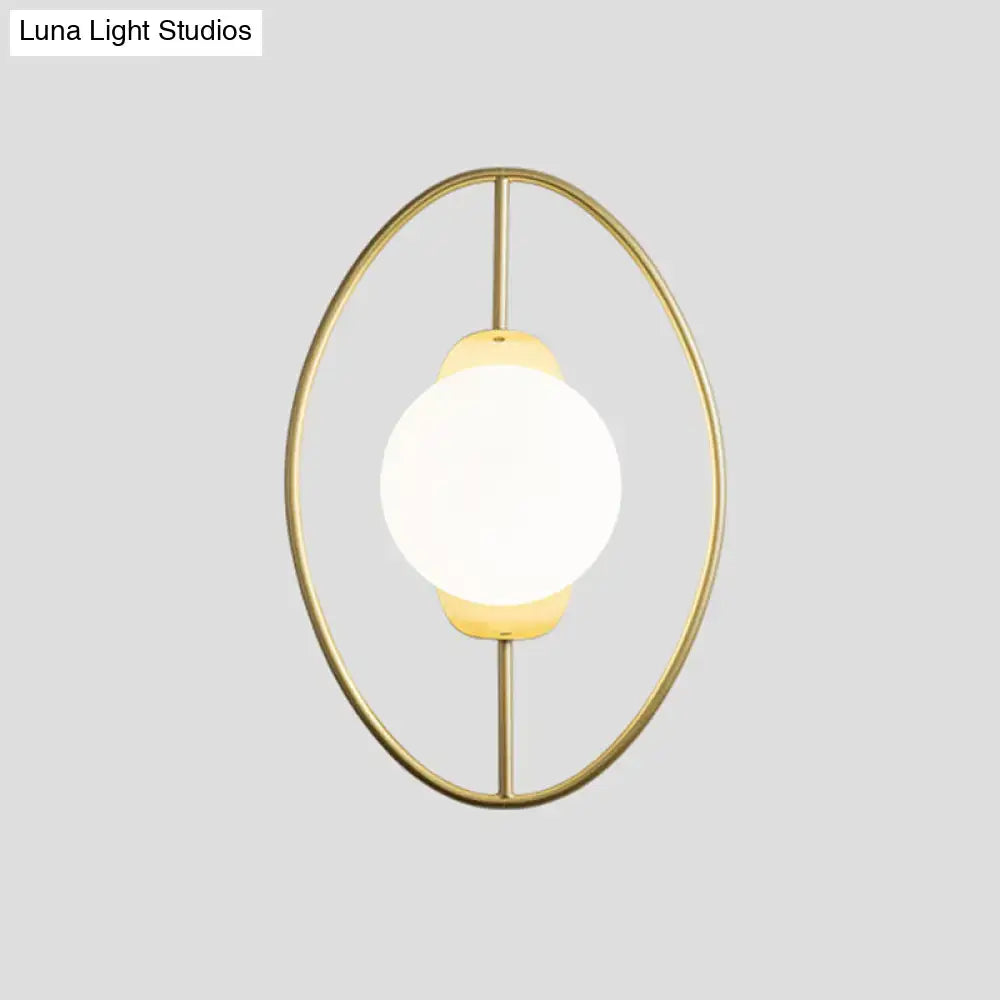 Gold Halo Ring White Orb Wall Lamp