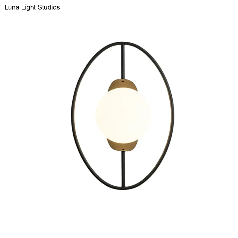 Gold Halo Ring White Orb Wall Lamp
