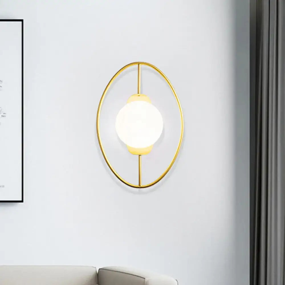 Gold Halo Ring White Orb Wall Lamp