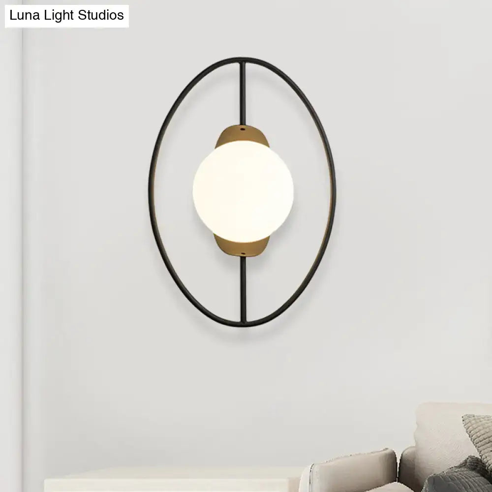Gold Halo Ring White Orb Wall Lamp