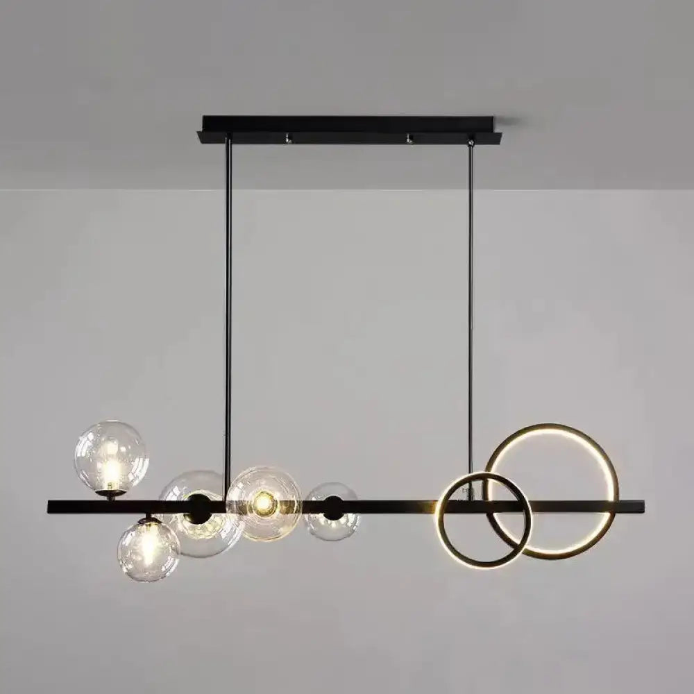 Black Gold Linear Clear Glass Pendant Light