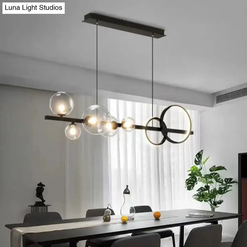Black Gold Linear Clear Glass Pendant Light
