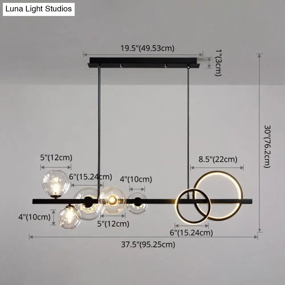 Black Gold Linear Clear Glass Pendant Light