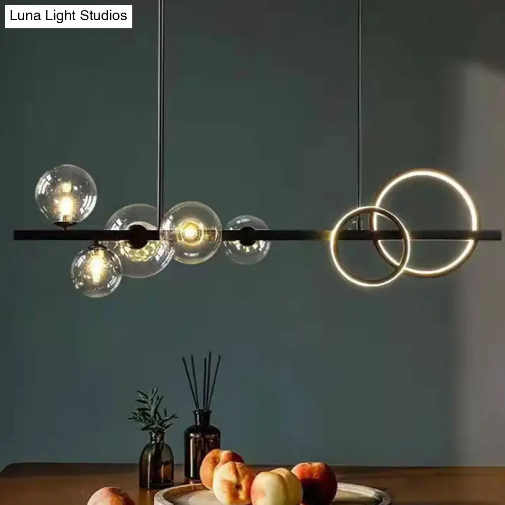 Black Gold Linear Clear Glass Pendant Light