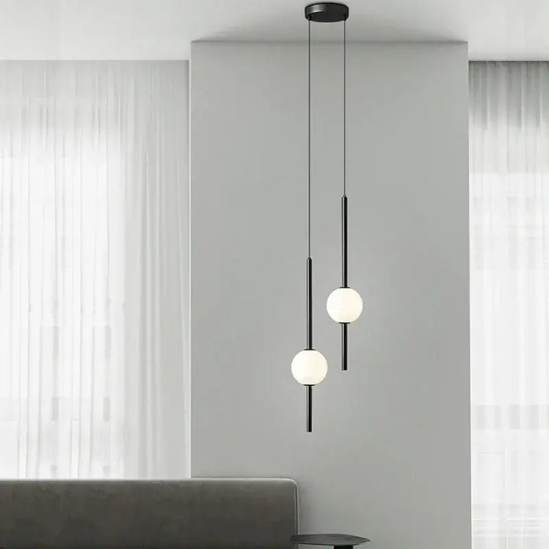 2-Light Gold Glass Tri-Color Pendant Light