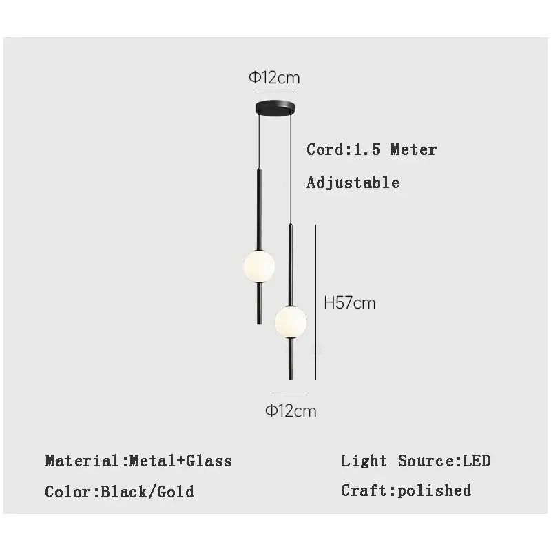 2-Light Gold Glass Tri-Color Pendant Light
