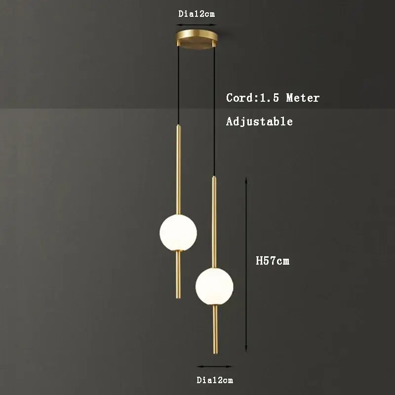 2-Light Gold Glass Tri-Color Pendant Light