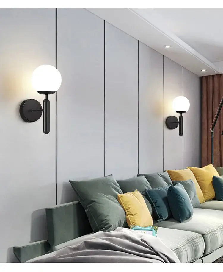 Gold Teardrop Wall Sconce with Glass Globe Shade