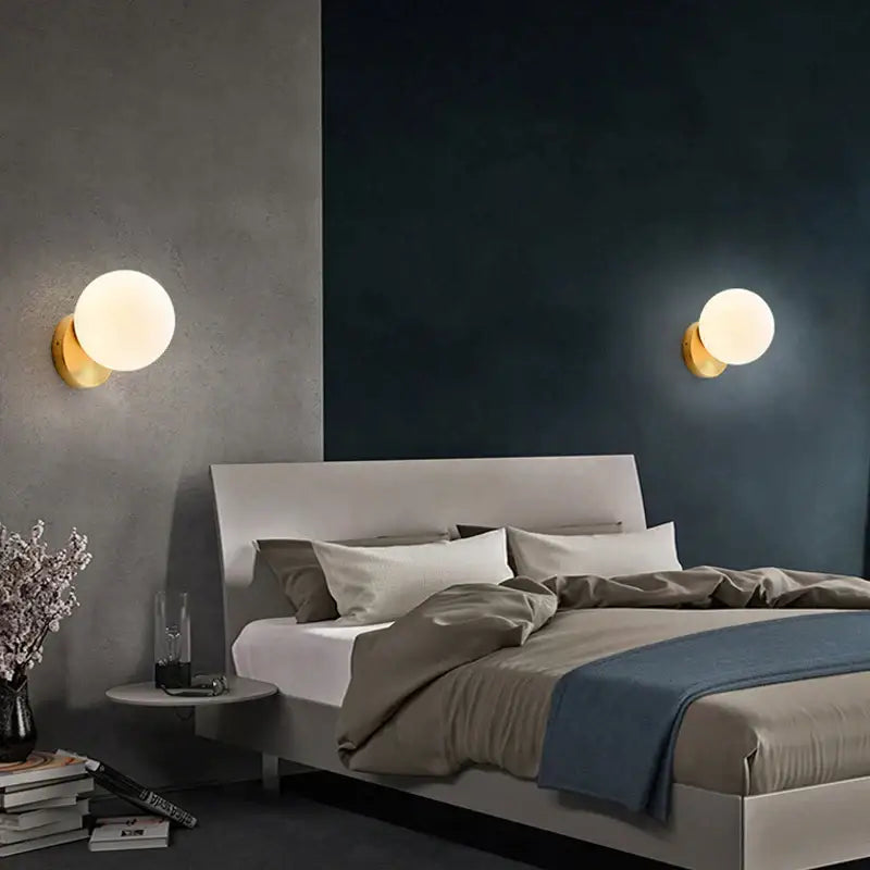 Gold Teardrop Wall Sconce with Glass Globe Shade