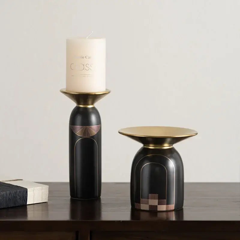 Gold Tray Vase Candlestick Set