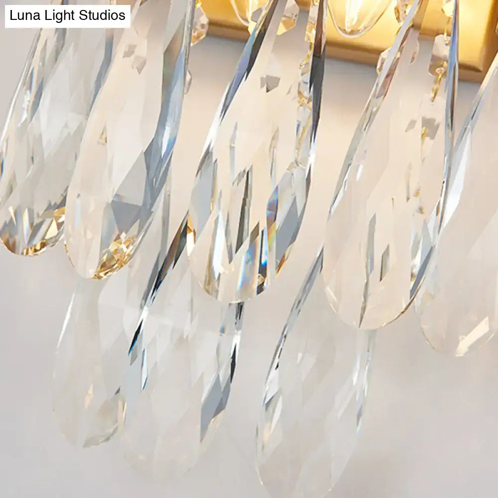 Gold Crystal Teardrop Wall Sconce Smoke Gray