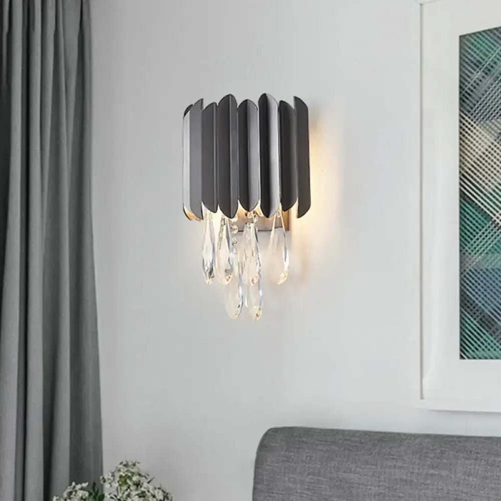 Gold Crystal Teardrop Wall Sconce Smoke Gray