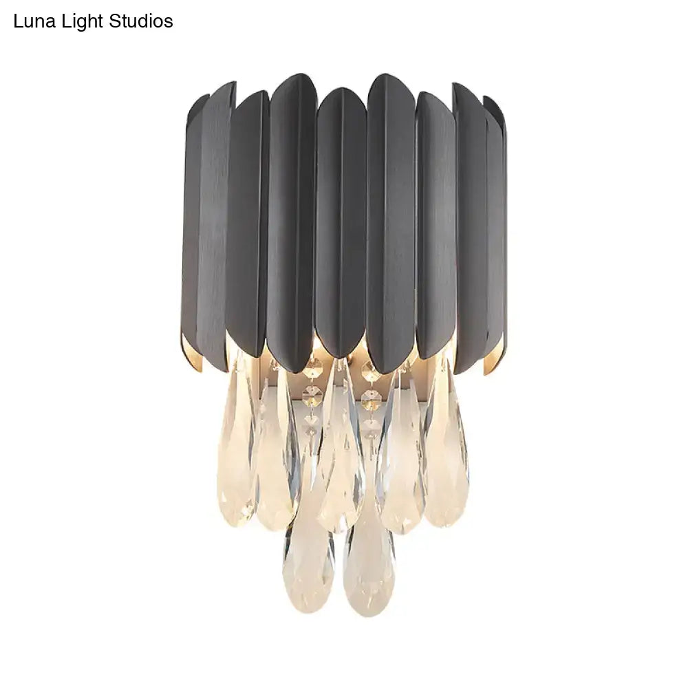 Gold Crystal Teardrop Wall Sconce Smoke Gray