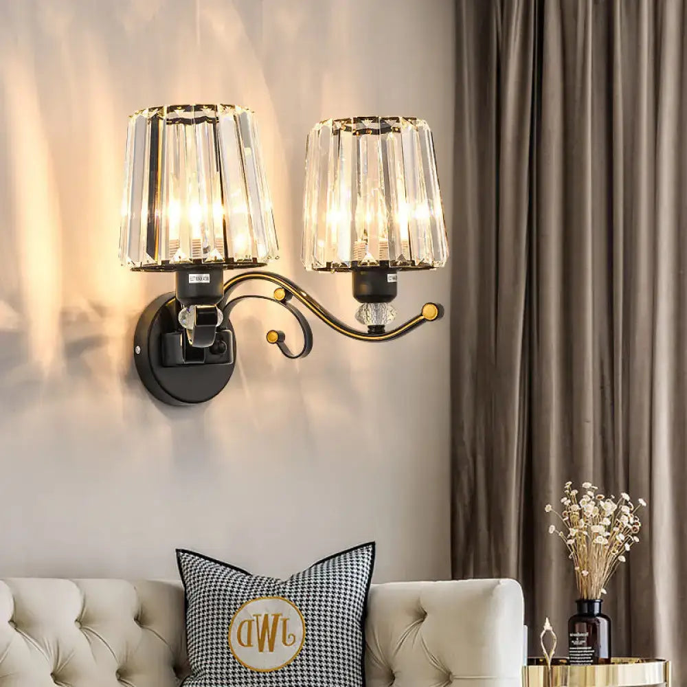 Black Glass Conic Wall Sconce 1-2 Light