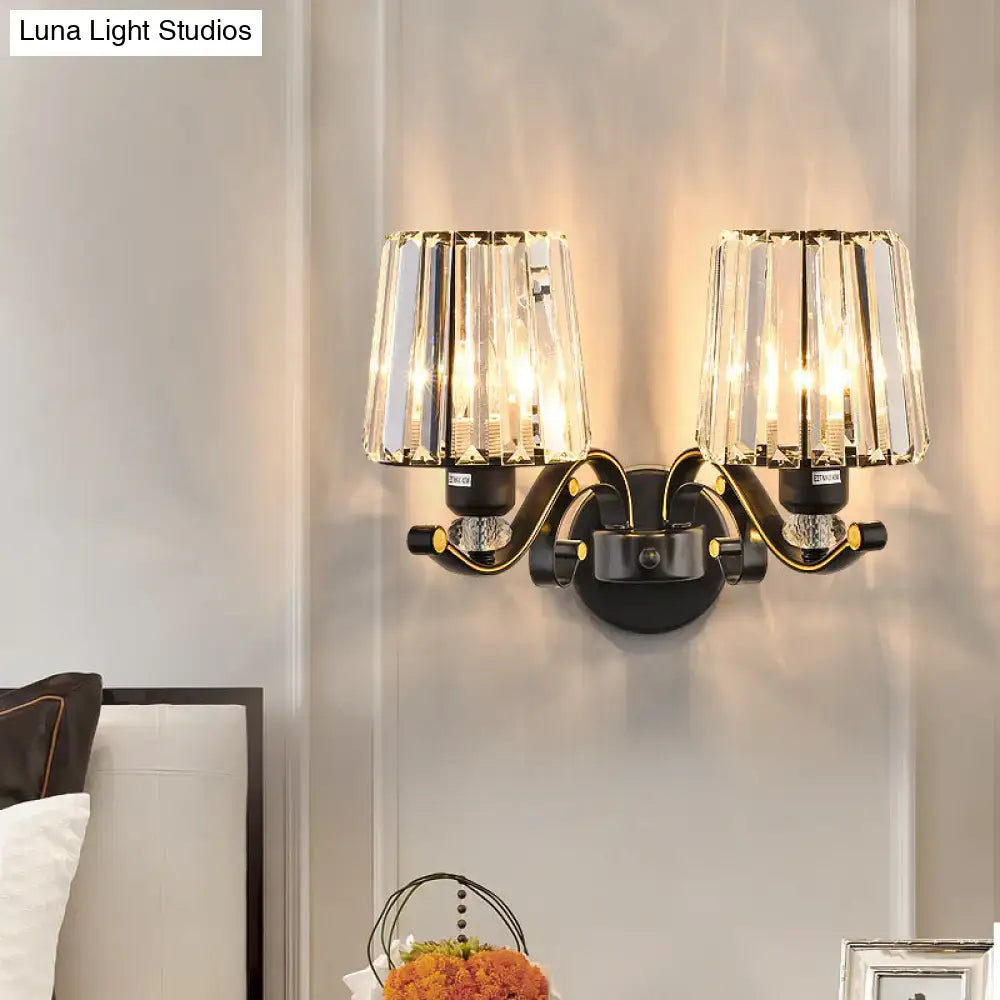 Black Glass Conic Wall Sconce 1-2 Light