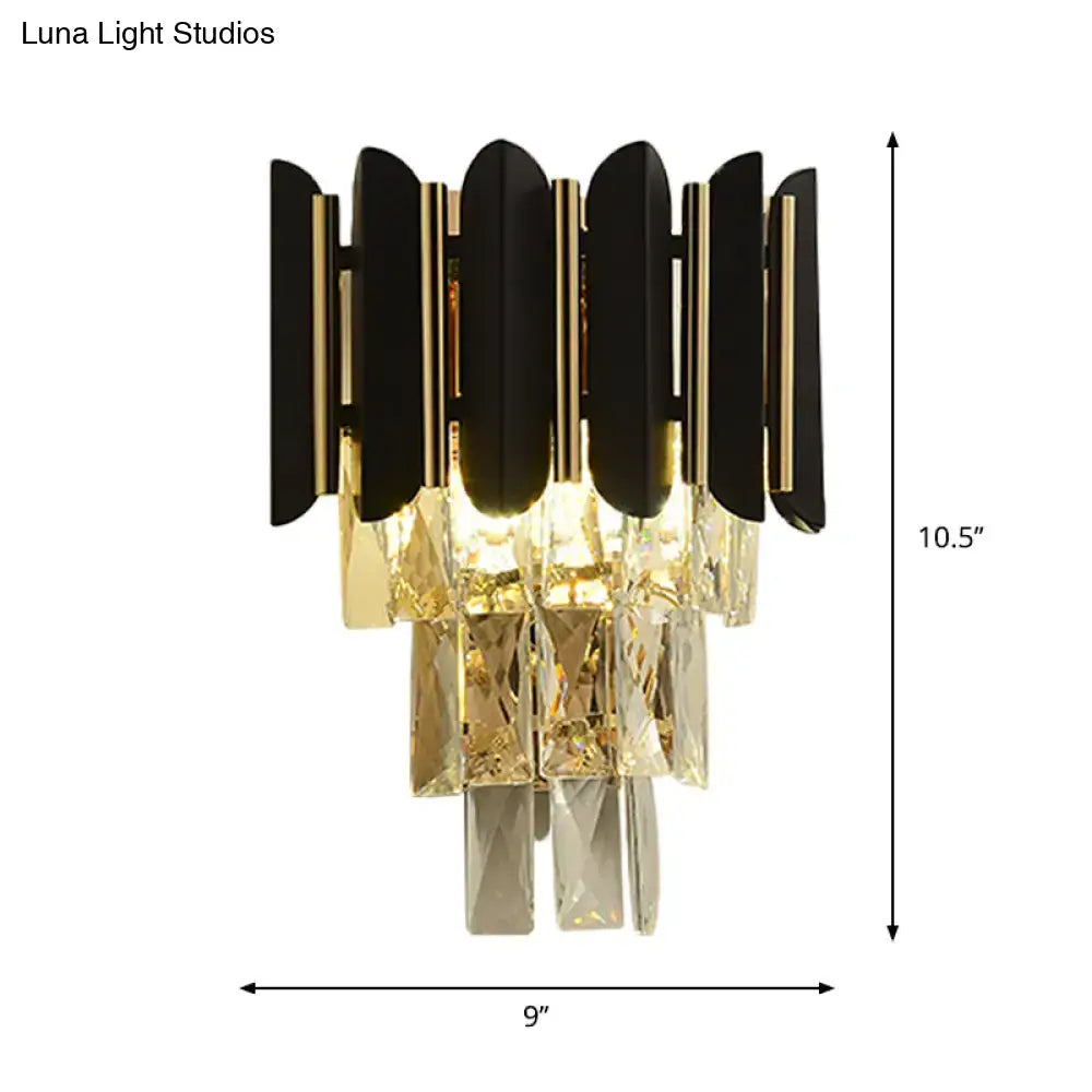 Black Crystal Faceted Wall Sconce