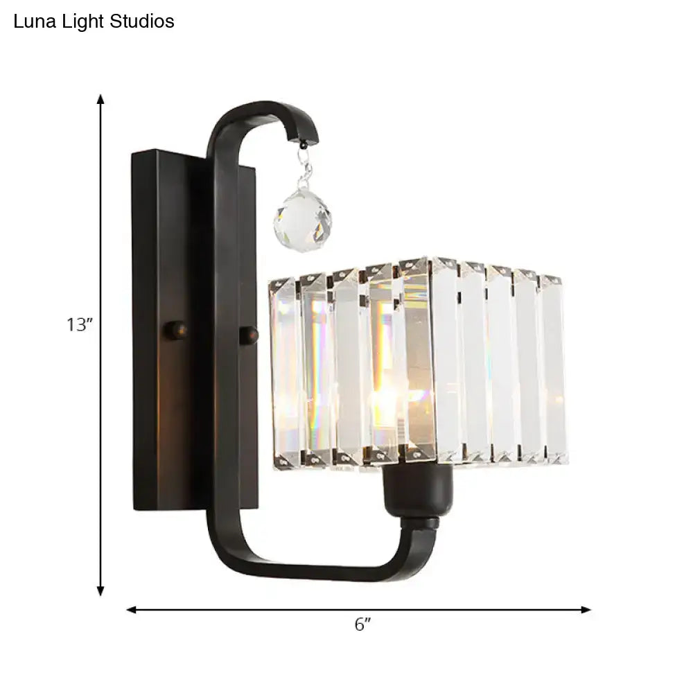 Gold Crystal Cubic Shade Adjustable Sconce