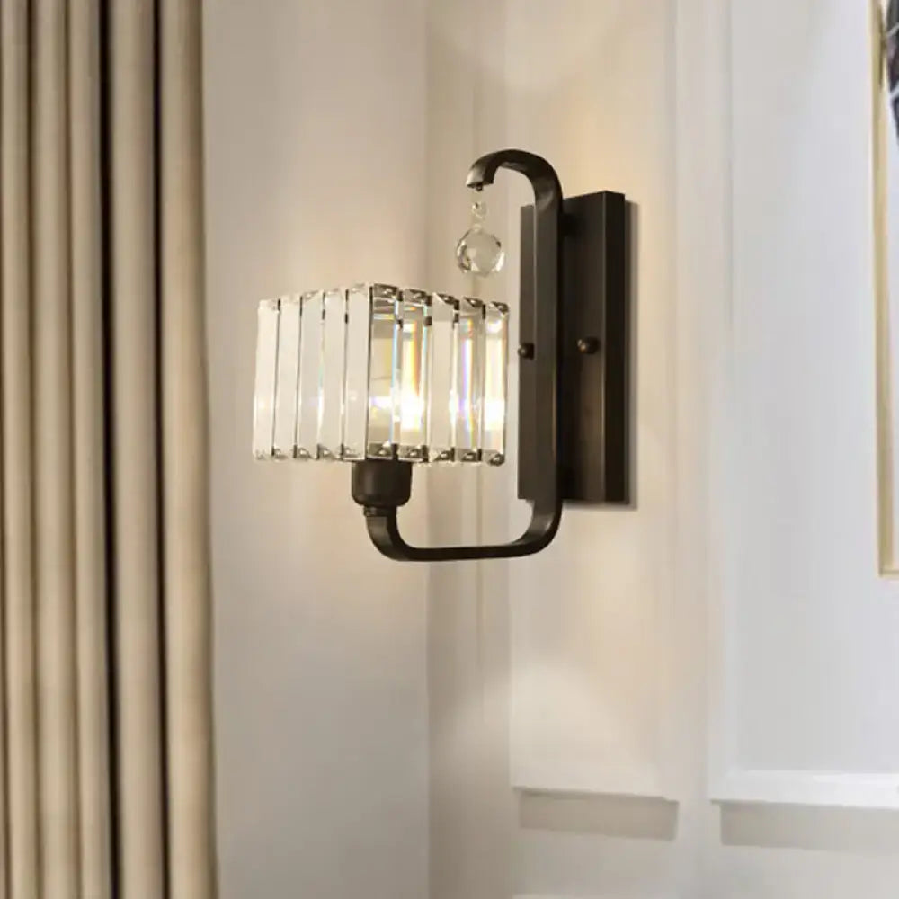 Gold Crystal Cubic Shade Adjustable Sconce