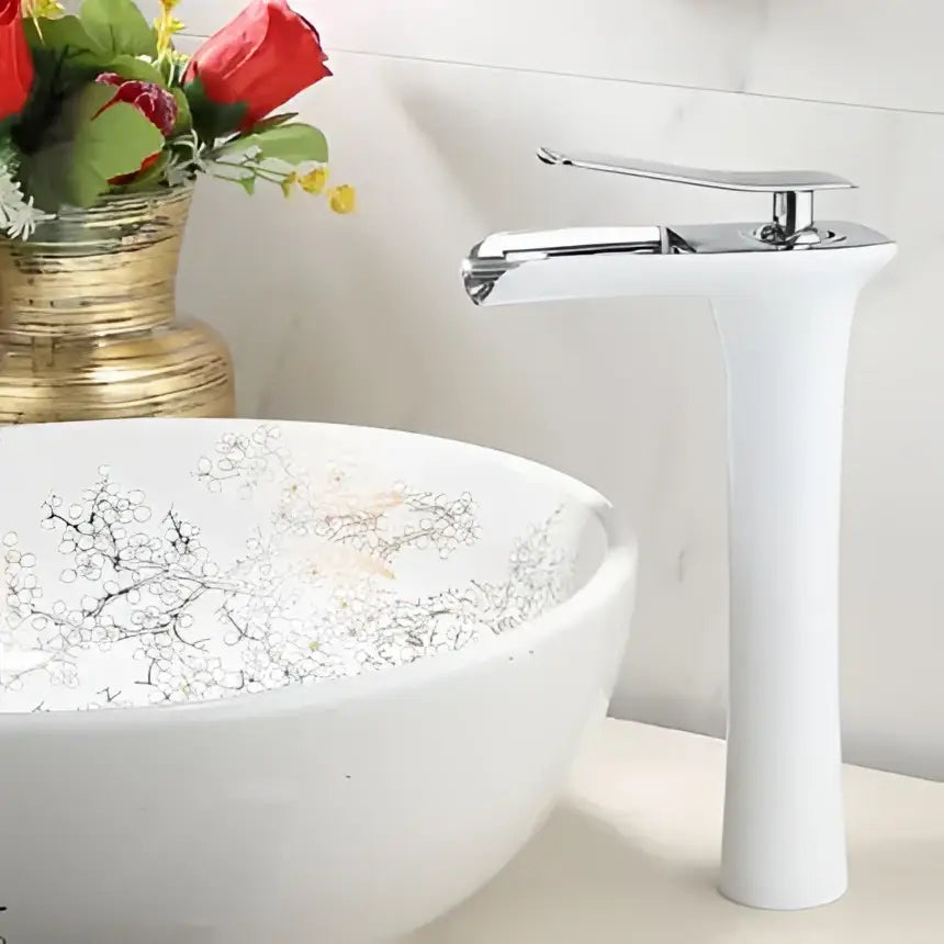 Gold Waterfall Basin Faucet Deck-Mounted Tall