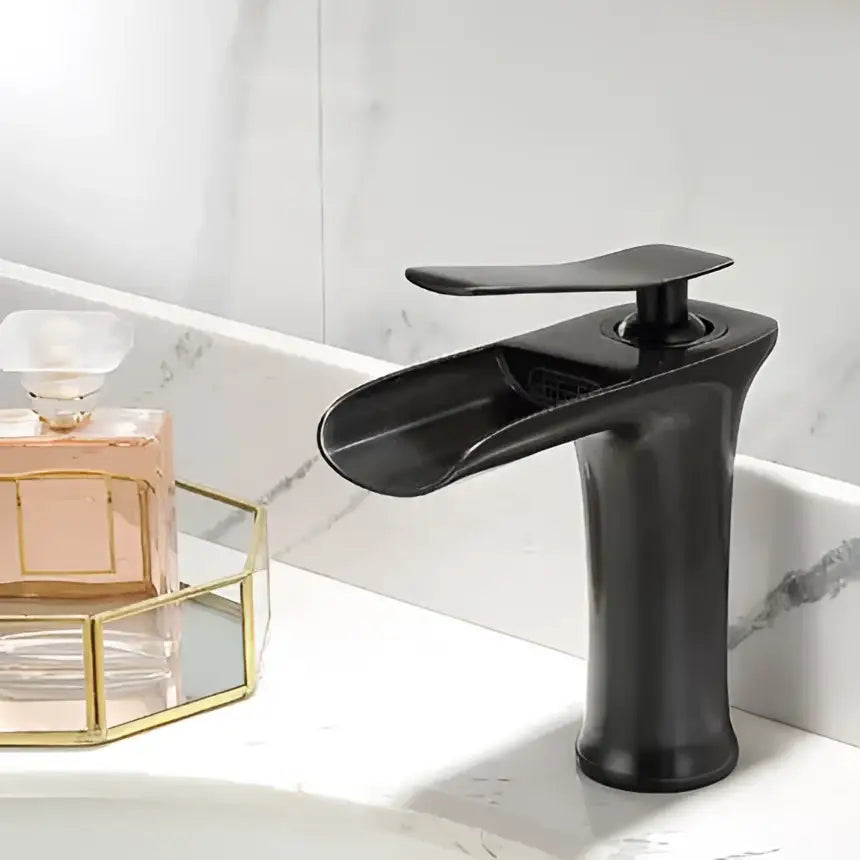 Gold Waterfall Basin Faucet Deck-Mounted Tall