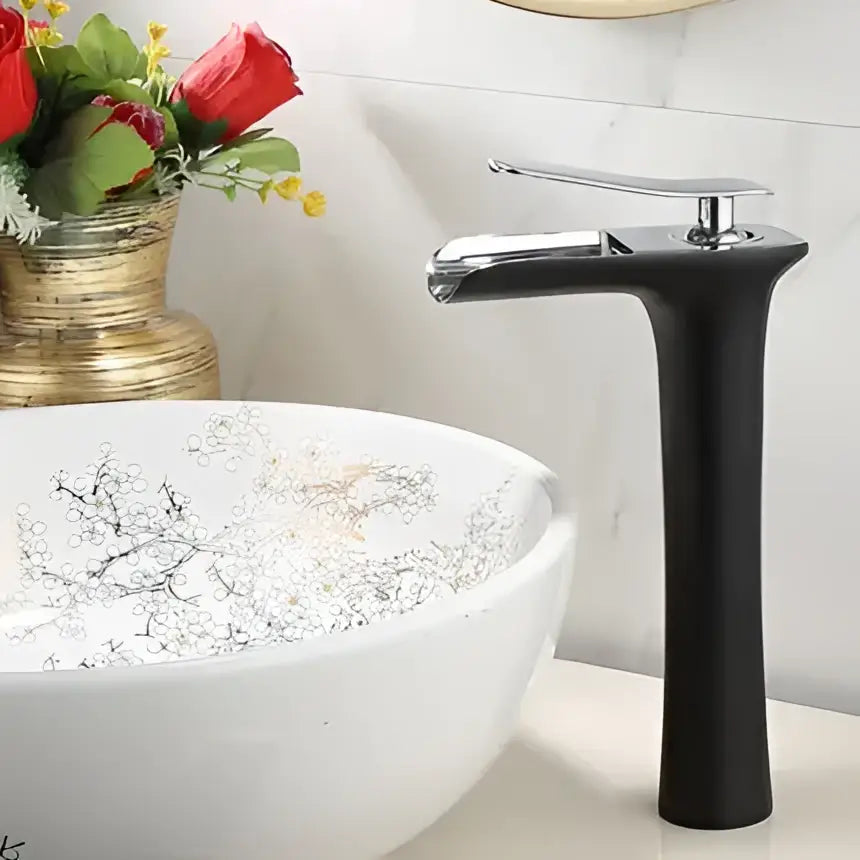 Gold Waterfall Basin Faucet Deck-Mounted Tall