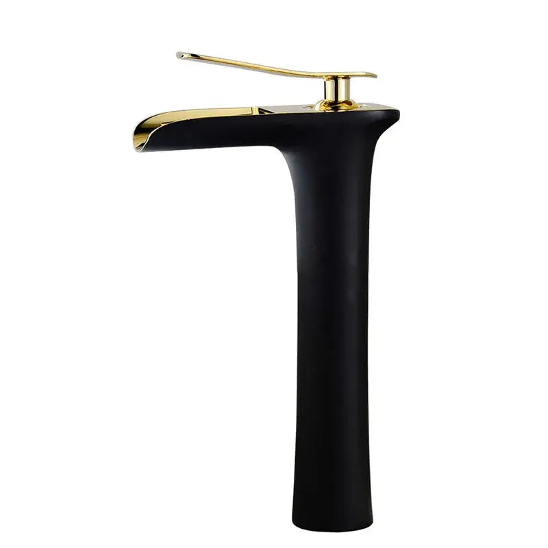 Gold Waterfall Basin Faucet Deck-Mounted Tall