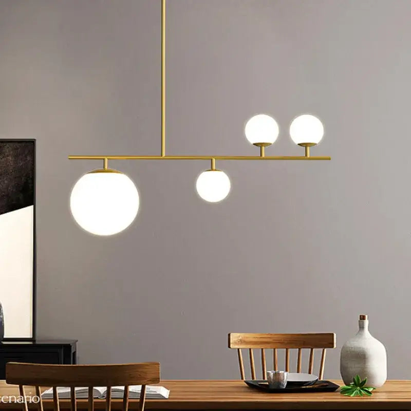 Black Gold Glass 4-Head Kitchen Pendant