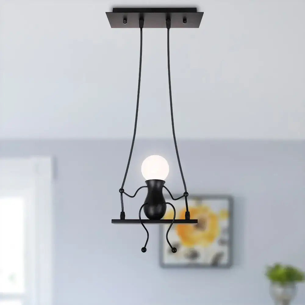 Black Humanoid Pendant Light