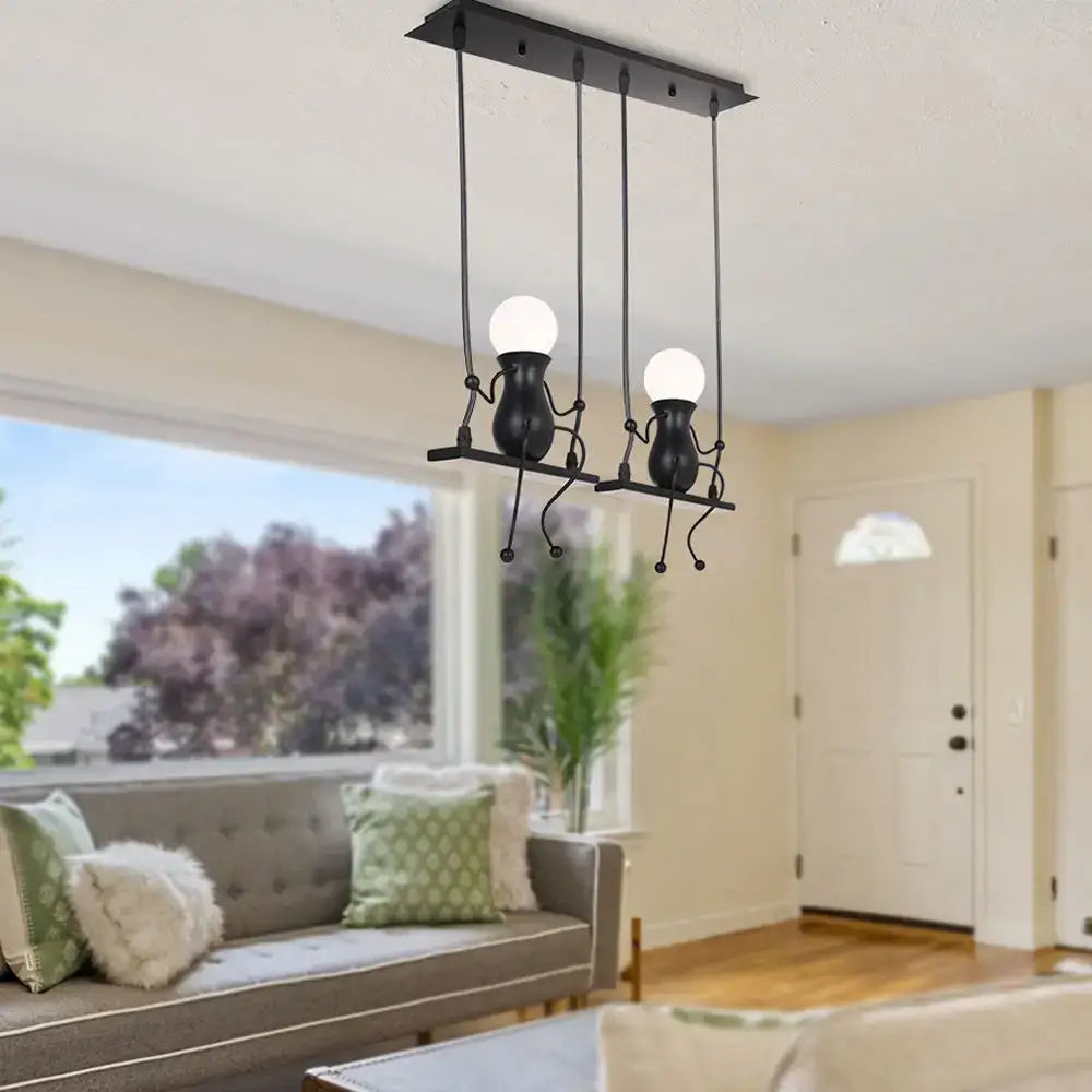 Black Humanoid Pendant Light
