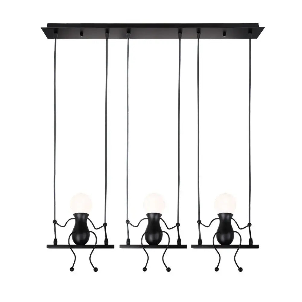 Black Humanoid Pendant Light