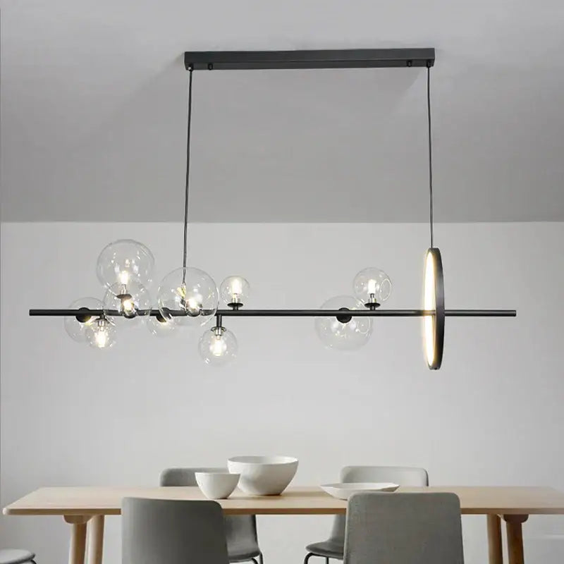 Black Industrial Glass Chandelier