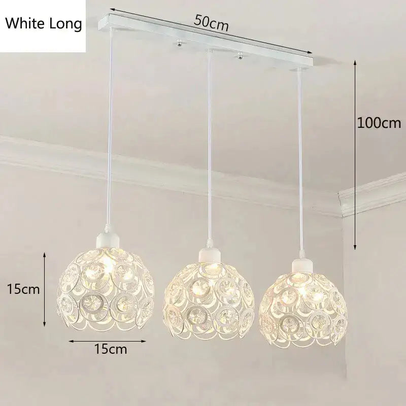 Black Crystal Pendant Lamp with Black Iron Frame