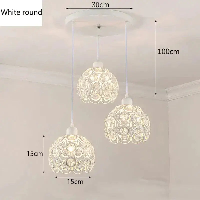 Black Crystal Pendant Lamp with Black Iron Frame