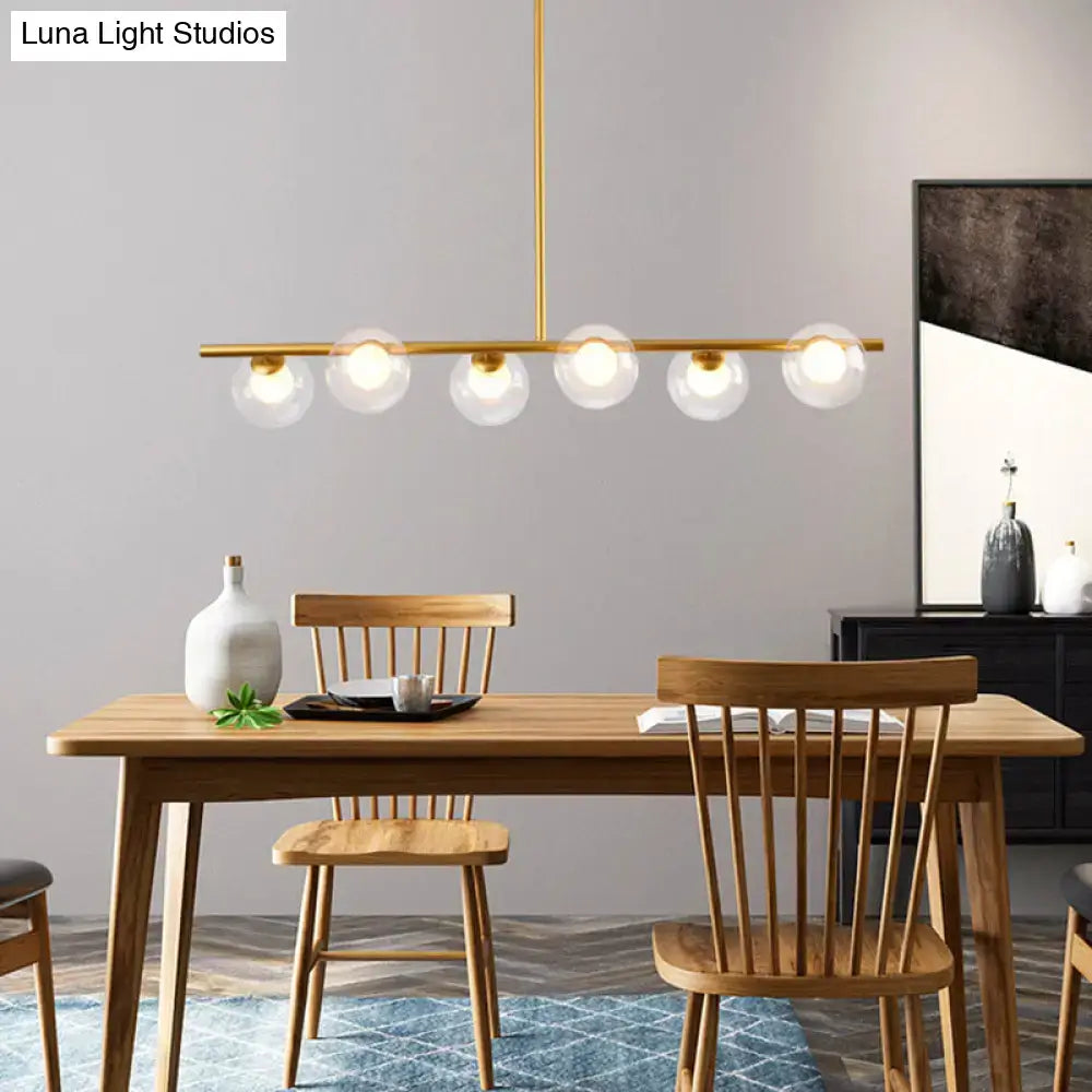 Black Glass Globe Metal Frame Island Pendant