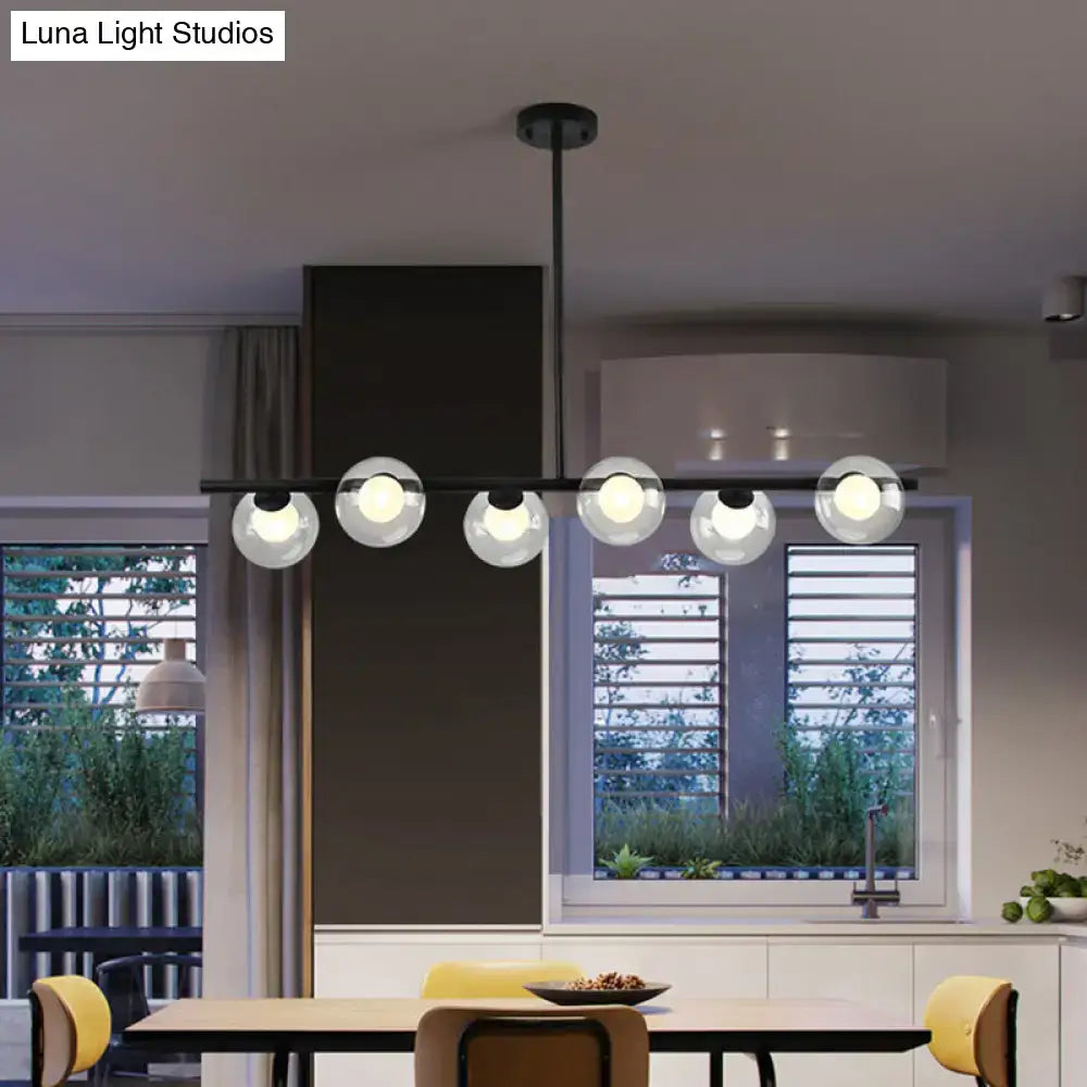 Black Glass Globe Metal Frame Island Pendant
