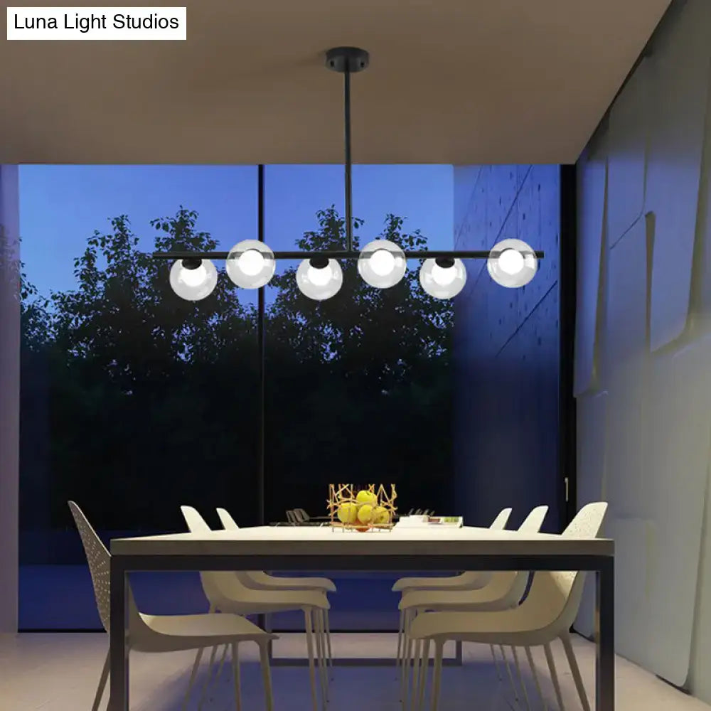 Black Glass Globe Metal Frame Island Pendant