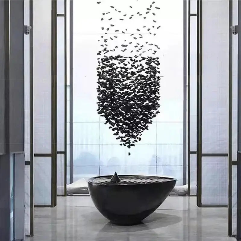 Black Crystal LED Chandelier For Staircases