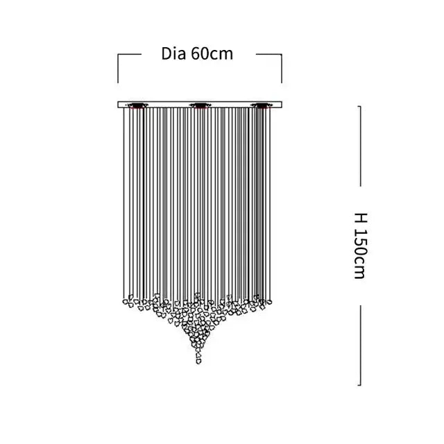 Black Crystal LED Chandelier For Staircases