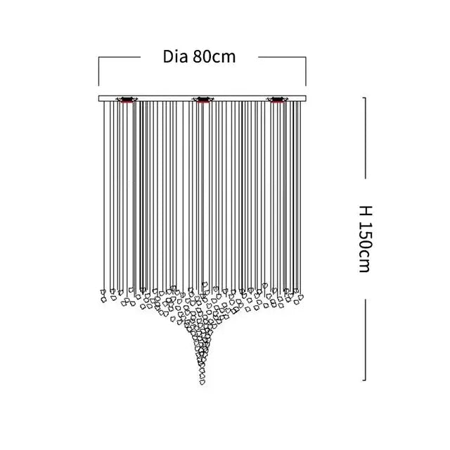 Black Crystal LED Chandelier For Staircases