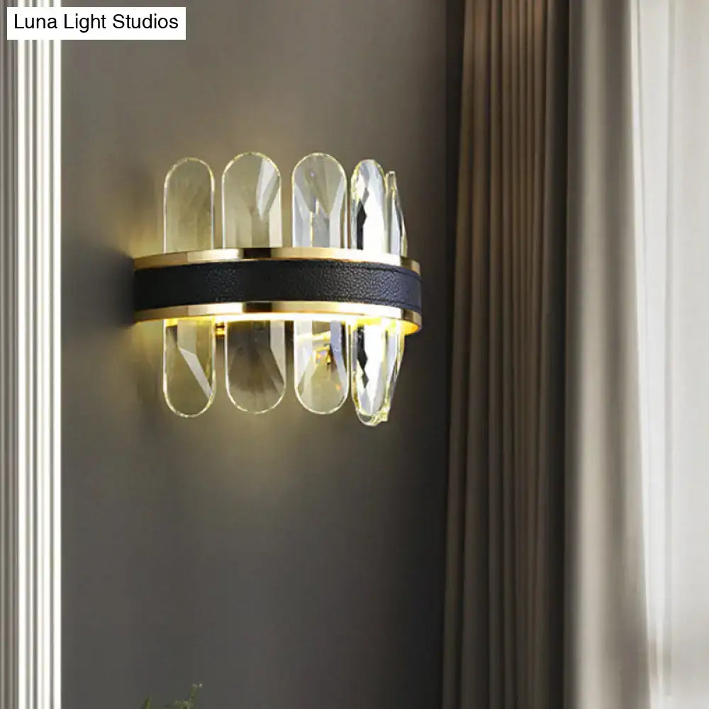 Black Crystal Half-Cylinder Wall Lamp