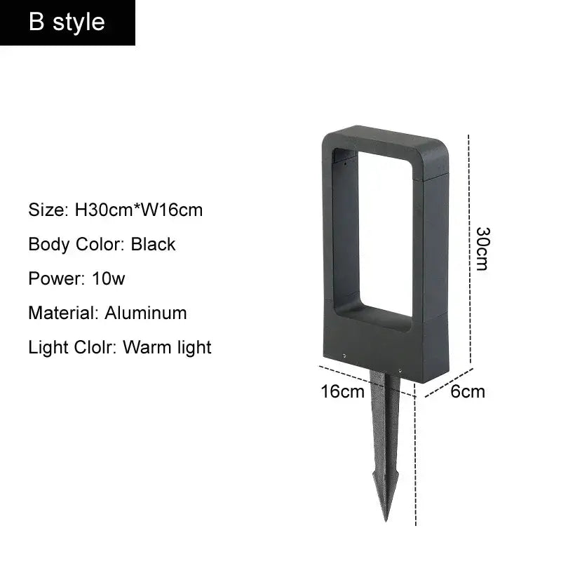 Black Rectangular Garden Wall Light