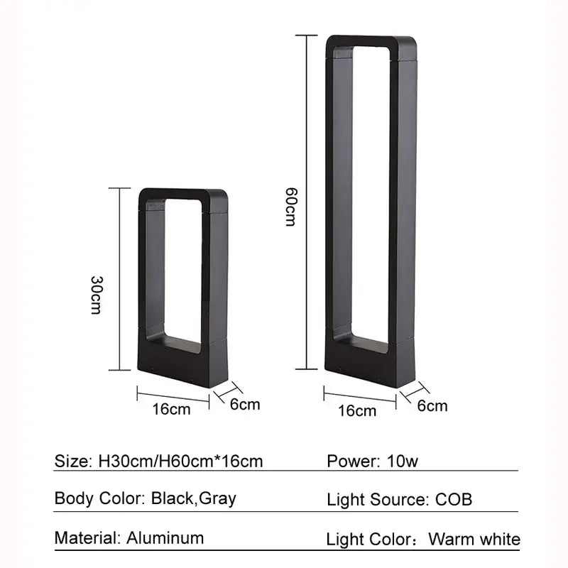 Black Rectangular Garden Wall Light