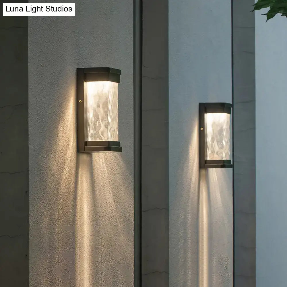 Black Rippled Glass Sconce