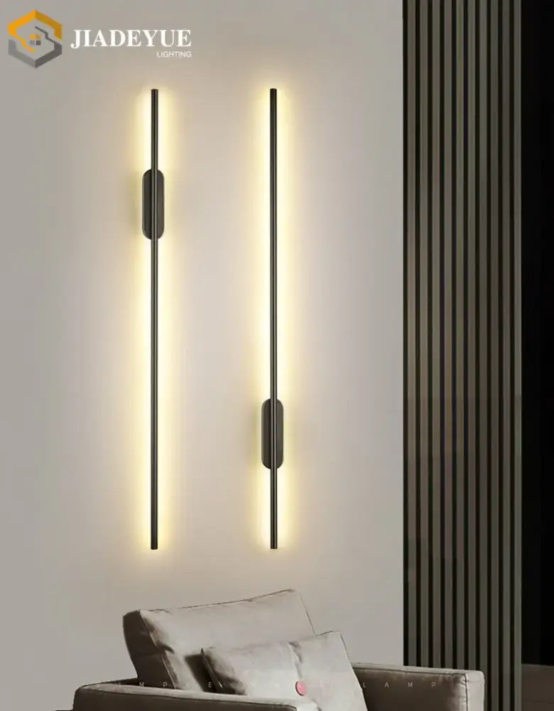 Black Minimalist Wall Sconce 150cm Round Chassis
