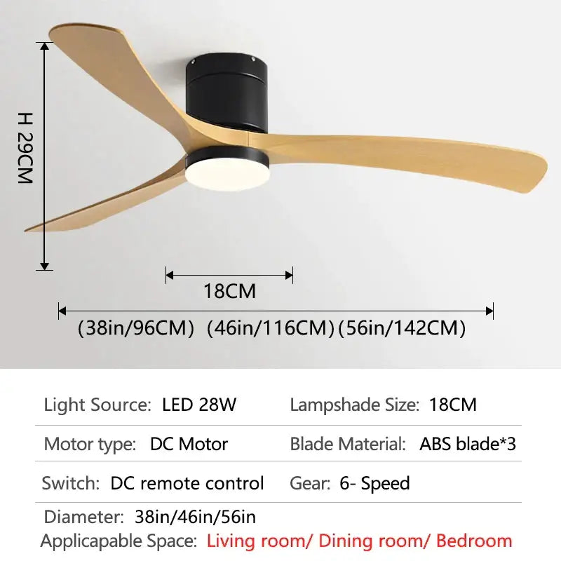 Black Wood 56-Inch Remote Ceiling Fan